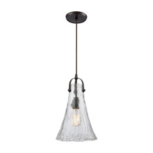 Elk Lighting 10555/1 1-Light Mini Pendant in Oiled Bronze with Clear Hand-formed Glass