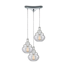 Elk Lighting 10562/3 3-Light Triangular Pendant Fixture in Polished Chrome with Clear Glass