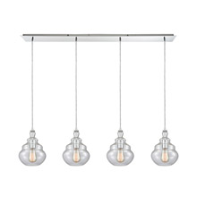 Elk Lighting 10562/4LP 4-Light Linear Pendant Fixture in Polished Chrome with Clear Glass
