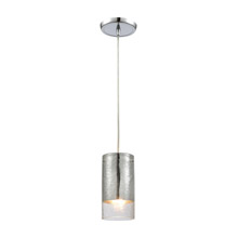 Elk Lighting 10570/1 1-Light Mini Pendant in Chrome with Chrome-plated and Clear Crackle Glass