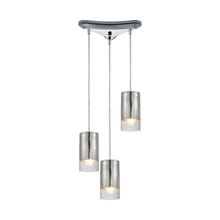 Elk Lighting 10570/3 3-Light Triangular Pendant Fixture in Chrome with Chrome-plated and Clear Crackle Glass