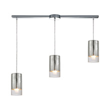Elk Lighting 10570/3L 3-Light Linear Mini Pendant Fixture in Chrome with Chrome-plated and Clear Crackle Glass