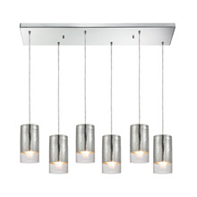 Elk Lighting 10570/6RC 6-Light Rectangular Pendant Fixture in Chrome with Chrome-plated and Clear Crackle Glass