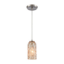 Elk Lighting 10610/1 1-Light Mini Pendant in Satin Nickel with Amber-plated Textured Glass
