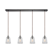 Elk Lighting 10671/4LP 4-Light Linear Pendant Fixture in Oiled Bronze with Clear Hand-formed Glass