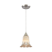 Elk Lighting 10695/1 1-Light Mini Pendant in Satin Nickel with Amber-plated Pressed Glass