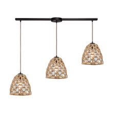 Elk Lighting 10709/3L 3-Light Linear Mini Pendant Fixture in Oil Rubbed Bronze with Rope
