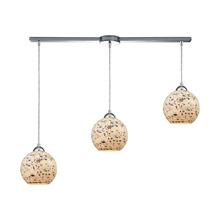 Elk Lighting 10741/3L 3-Light Linear Mini Pendant Fixture in Polished Chrome with Mosaic Glass