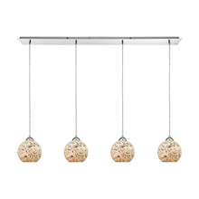 Elk Lighting 10741/4LP 4-Light Linear Pendant Fixture in Polished Chrome with Mosaic Glass