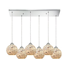 Elk Lighting 10741/6RC 6-Light Rectangular Pendant Fixture in Polished Chrome with Mosaic Glass