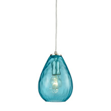 Elk Lighting 10770/1 1-Light Mini Pendant in Satin Nickel with Aqua Water Glass