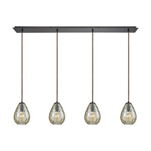 Elk Lighting 10780/4LP 4-Light Linear Pendant Fixture in Oil Rubbed Bronze with Champagne-plated Water Glass