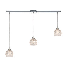 Elk Lighting 10824/3L 3-Light Linear Mini Pendant Fixture in Polished Chrome with Clear Crystal