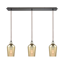 Elk Lighting 10840/3LP 3-Light Linear Mini Pendant Fixture in Oiled Bronze with Amber-plated