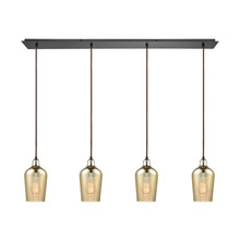 Elk Lighting 10840/4LP 4-Light Linear Pendant Fixture in Oiled Bronze with Amber-plated