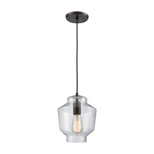Elk Lighting 10905/1 1-Light Mini Pendant in Oil Rubbed Bronze with Clear Blown Glass