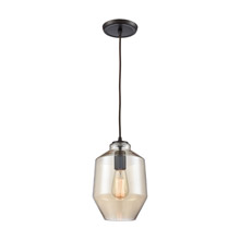 Elk Lighting 10910/1 1-Light Mini Pendant in Oil Rubbed Bronze with Champagne-plated Blown Glass