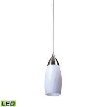 Elk Lighting 110-1WH-LED Milan 1 Light LED Pendant In Satin Nickel And Simply White Glass