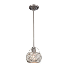Elk Lighting 11092/1 1-Light Mini Pendant in Weathered Zinc with Clear Crystal