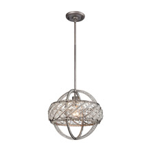 Elk Lighting 11093/1 1-Light Pendant in Weathered Zinc with Clear Crystal