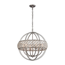 Elk Lighting 11094/6 6-Light Chandelier in Weathered Zinc with Clear Crystal