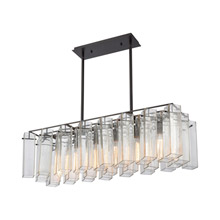 Elk Lighting 11163/6 6-Light Linear Chandelier in Oil Rubbed Bronze with Clear Glass Square Tubes