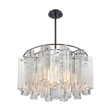 Elk Lighting 11164/6 6-Light Chandelier in Oil Rubbed Bronze with Clear Glass Square Tubes