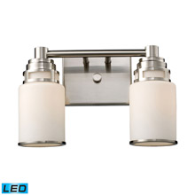 Elk Lighting 11265/2-LED Bryant 2 Light LED Vanity In Satin Nickel And Opal White Glass