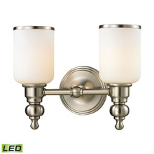 Elk Lighting 11581/2-LED Bristol Way 2 Light LED Vanity In Brushed Nickel And Opal White Glass