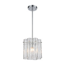 Elk Lighting 11911/1 1-Light Mini Pendant in Polished Chrome with Clear Textured Glass Cylinders