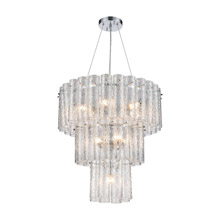 Elk Lighting 11914/6+4+1 10+1-Light Chandelier in Polished Chrome with Clear Textured Glass Cylinders