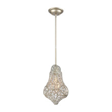 Elk Lighting 11948/1 1-Light Mini Pendant in Aged Silver with Wire Cage and Clear Crystal