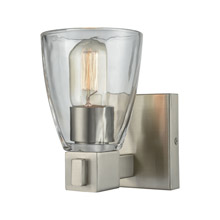 Elk Lighting 11980/1 1-Light Vanity Lamp in Satin Nickel with Square-to-Round Clear Glass