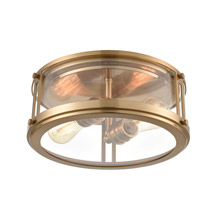 Elk Lighting 12122/2 2-Light Flush Mount in Satin Brass with Clear Glass