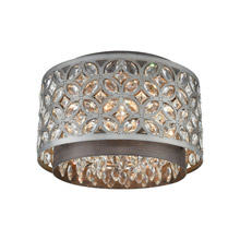 Elk Lighting 12161/4 4-Light Flush Mount in Weathered Zinc and Matte Silver with Crystal and Metalwork Shade