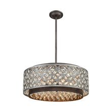 Elk Lighting 12164/6 6-Light Chandelier in Weathered Zinc and Matte Silver with Crystal and Metalwork Shade