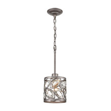 Elk Lighting 12245/1 1-Light Mini Pendant in Weathered Zinc with Clear Crystal