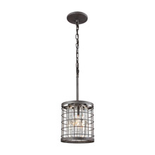 Elk Lighting 14345/1 1-Light Mini Pendant in Silverdust Iron with Clear Crystal
