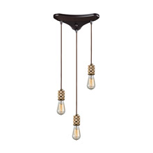 Elk Lighting 14391/3 Camley 3 Light Pendant In Polished Gold And Oil Rubbed Bronze