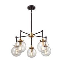 Elk Lighting 14437/5 5-Light Chandelier in Matte Black and Antique Gold with Sphere-shaped Glass