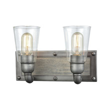 Elk Lighting 14471/2 2-Light Vanity Lamp in Weathered Zinc with Clear Glass