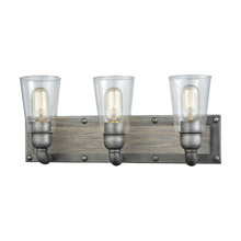 Elk Lighting 14472/3 3-Light Vanity Lamp in Weathered Zinc with Clear Glass