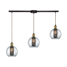 Elk Lighting 14530/3L 3-Light Linear Mini Pendant Fixture in Oiled Bronze with Clear Glass and Cage