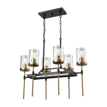 Elk Lighting 14551/6 6-Light Chandelier in Oil Rubbed Bronze and Satin Brass with Clear Glass