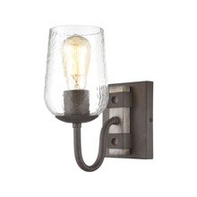 Elk Lighting 15370/1 1-Light Vanity Light in Vintage Rust with Clear Hammered Glass