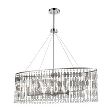 Elk Lighting 15383/6 6-Light Linear Chandelier in Polished Chrome with Perforated Stainless and Clear Crystal
