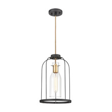 Elk Lighting 15444/1 1-Light Mini Pendant in Silverdust Iron with Clear Glass