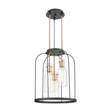 Elk Lighting 15445/3 3-Light Pendant in Silverdust Iron with Clear Glass