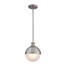 Elk Lighting 15555/1 1-Light Mini Pendant in Weathered Zinc and Polished Nickel with Frosted Glass
