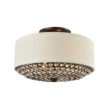 Elk Lighting 15979/2 2-Light Semi Flush in Oil Rubbed Bronze with Beige Fabric Drum Shade with Crystals